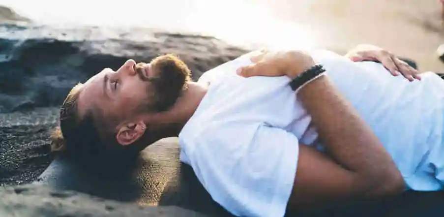 young man practising mindfulness for dysfunctional breathing