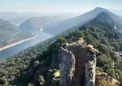 River tagus and castle in Monfrague Biosphere Reserve near Trujillo, a place for walking, bird watching or just quietly meditating