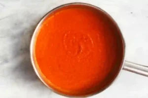 tomato sauce in a stainless steel pan